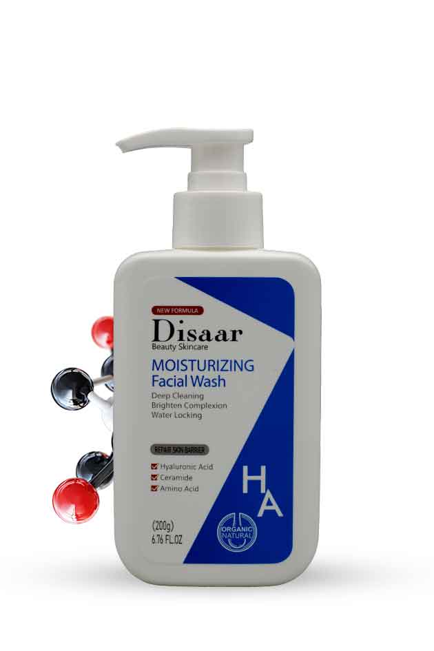 Disaar Moisturizing Facial Wash β Hyaluronic Acid & Ceramide for Deep Hydration. Disaar Moisturizing Facial Wash bottle on a white background