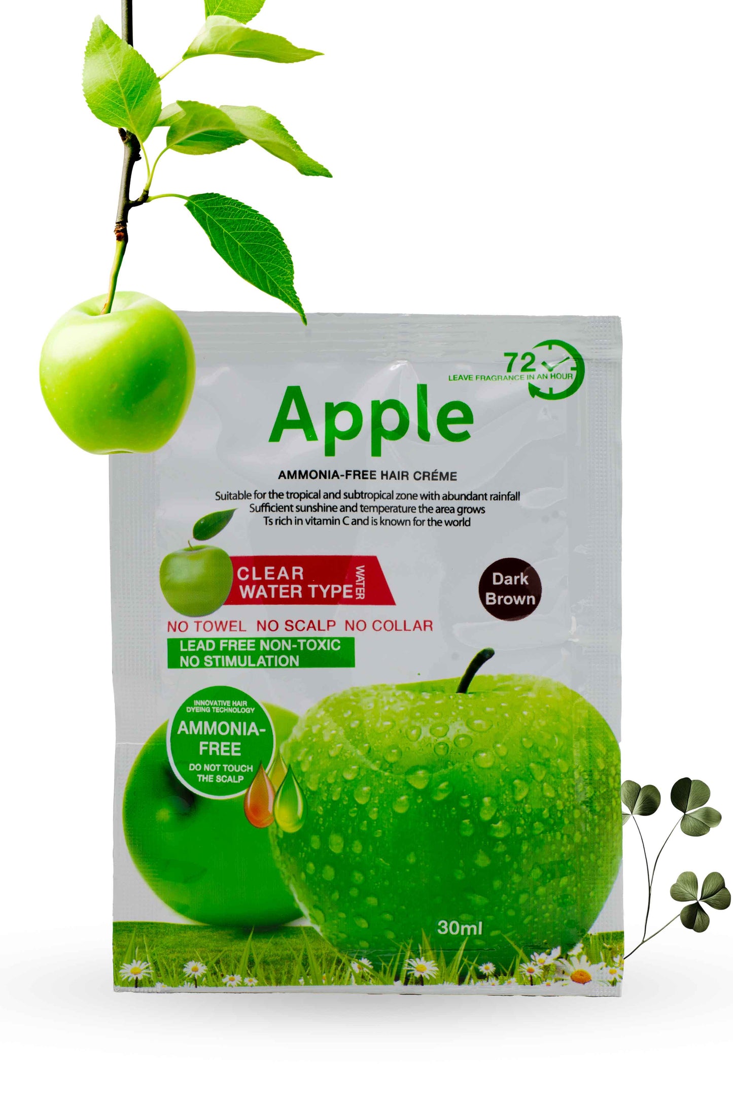 Apple Dark Brown Hair Color | Safe Ammonia Free | Sachet | 30ML