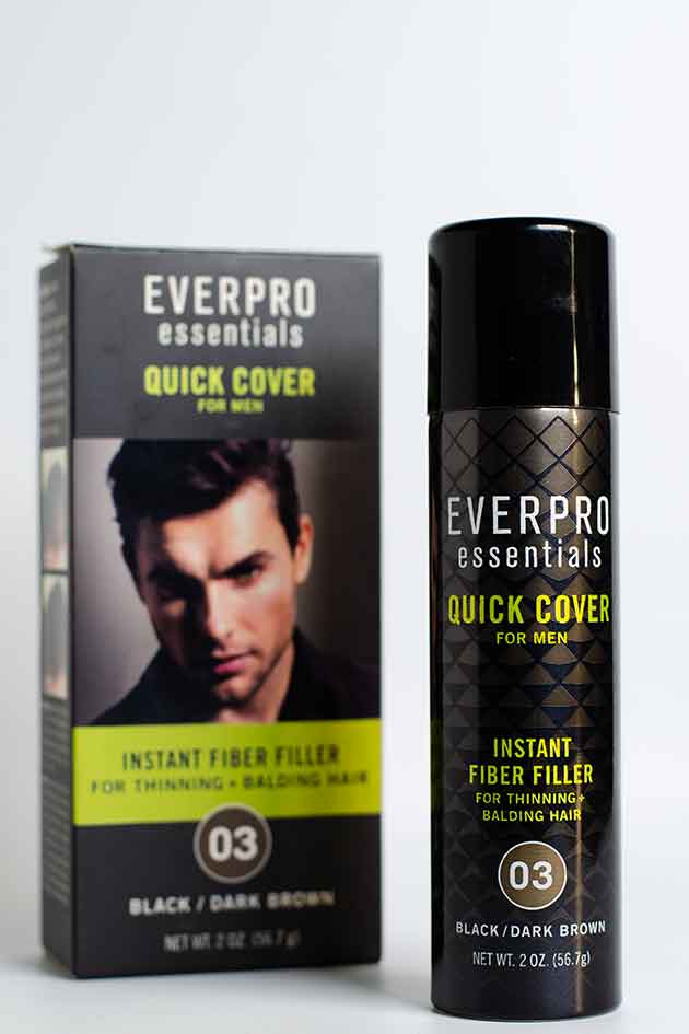 Everpro Essentials Quick Cover for Men Instant Fiber Filler Black Dark Brown (Last Piece). Everpro Essentials Quick Cover Instant Fiber Filler for men on a white background