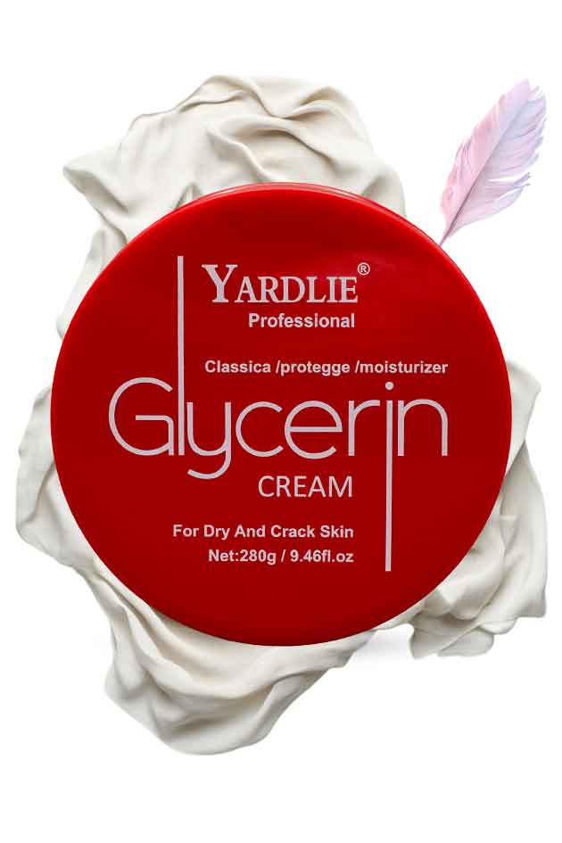 Yardlie Professional Glycerin Cream red jar β deep moisturizing cream for dry and cracked skin. Yardlie Glycerin Cream container with red lid and white cream, on a white background