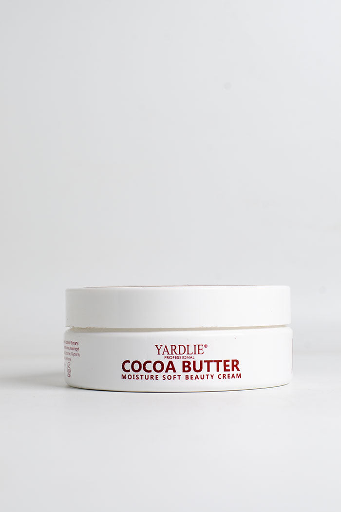 Yardlie Professional Cocoa Butter Moisture Soft Beauty Cream stock clearance packaging, Jar of Yardlie Cocoa Butter cream on a white background