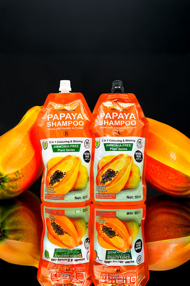 Yardlie Papaya Hair Colour Shampoo Natural Black Ammonia Free (500ml x 2) Pack