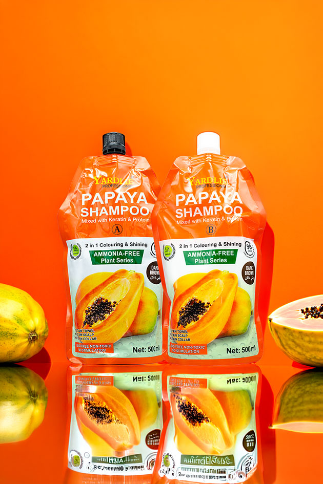 Yardlie Papaya Hair Colour Shampoo Dark Brown Ammonia Free (500ml x 2) Pack