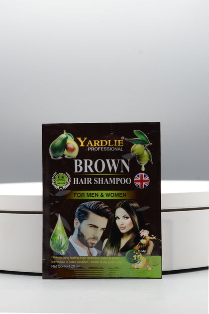 Yardlie Brown Hair Color Shampoo UK Based Formula Sachet 20ML.