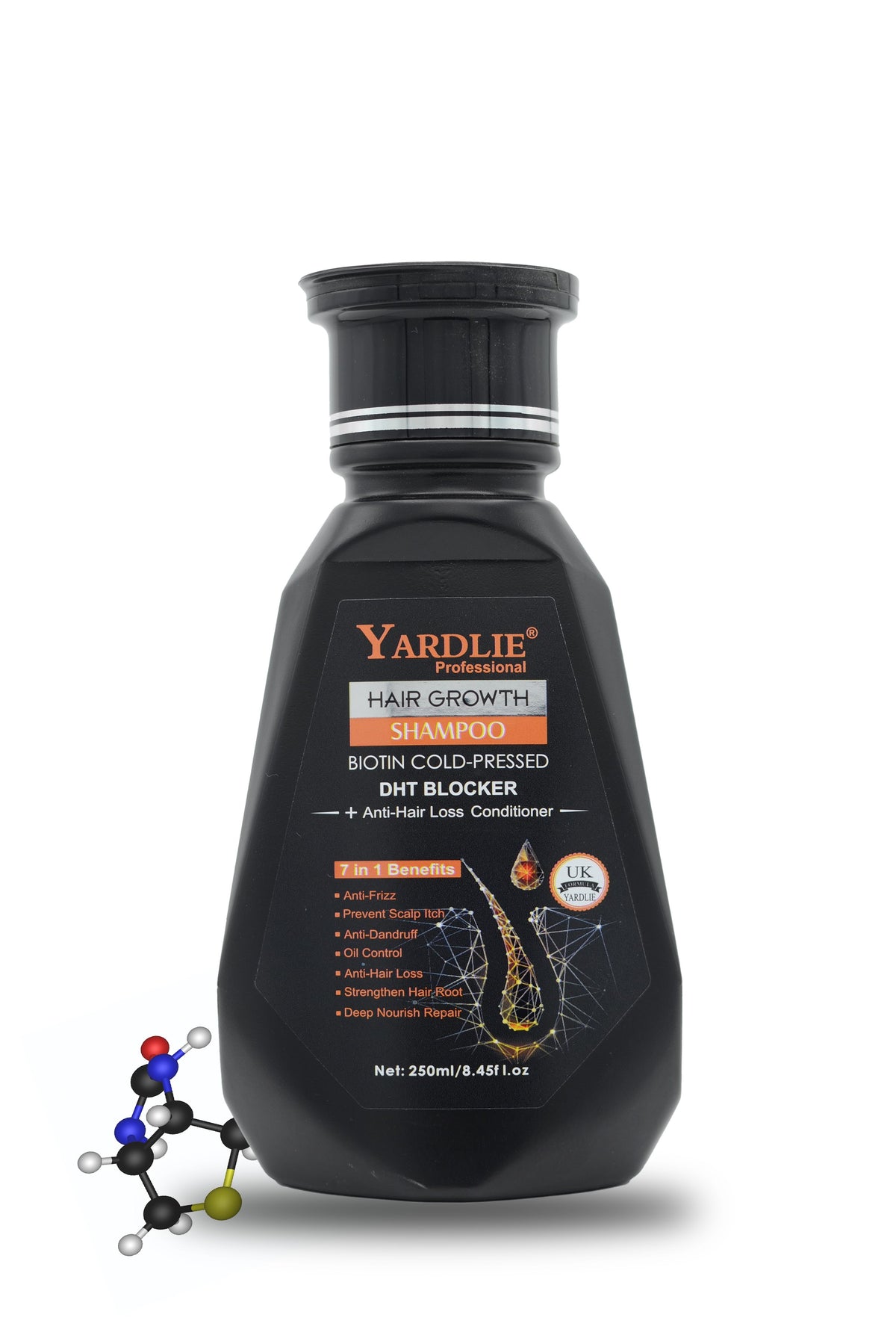 Yardlie Professional Hair Growth Shampoo 250ml with Cold-Pressed Biotin and Built-In Conditioner