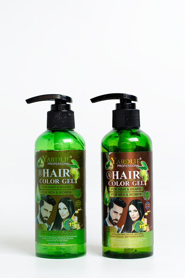 Yardlie Professional Hair Color Gel Dark Brown 460ml (230ml A + B Set) for Hair and Beard (Clearance, No Box, Bottle B 15-20% Leaked)