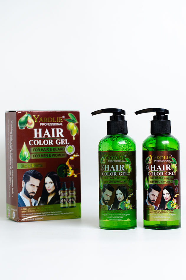Yardlie Professional Hair Color Gel Dark Brown 460ml (230ml A + B Set) with Box for Hair and Beard (Sealed, Clearance, Rough Box, No Gloves)