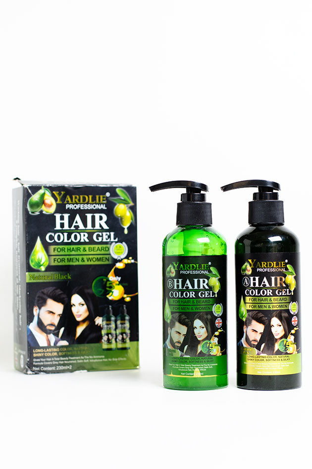Yardlie Professional Hair Color Gel Natural Black 460ml (230ml A + B Set) with Box for Hair and Beard (Clearance, Rough Box, No Gloves, 5% Leaked)