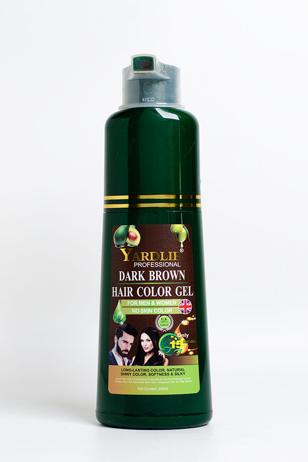 Yardlie Professional Dark Brown Hair Color Gel 200ml for Men and Women (No Box, No Gloves, 40% Leaked, Clearance Bottle)