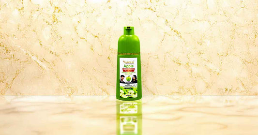 Hair Coloring Shampoo vs Traditional Hair Dye – luxury beige background with Yardlie Apple Hair Color Shampoo product