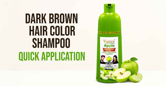 Dark brown hair color shampoo bottle with premium look – quick and easy home hair coloring solution.