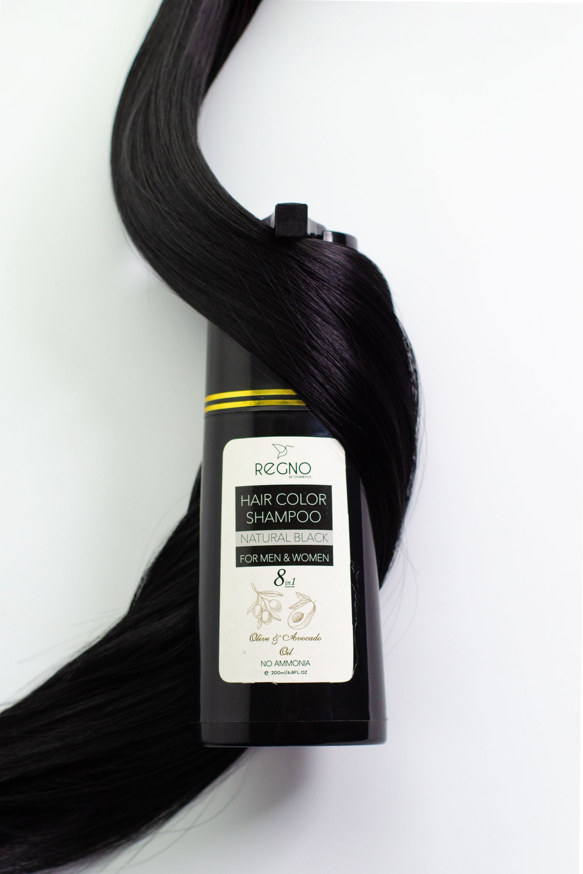 Regno de Cosmetics Natural Black Hair Color Shampoo 200ml.