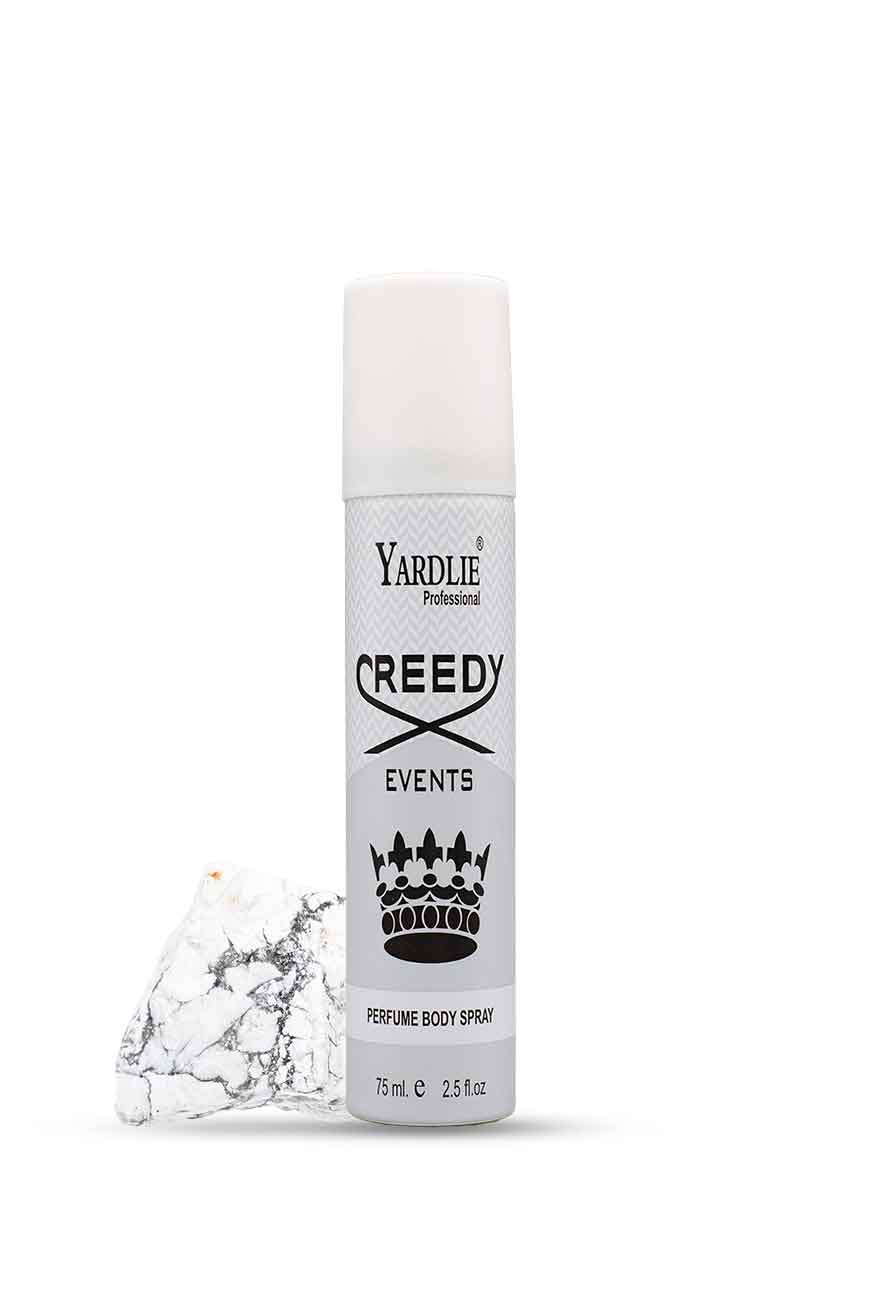 Yardlie Creedy Events perfume body spray 75ml for men white can Pakistan, Yardley Professional Creedy perfume bottle on a white background