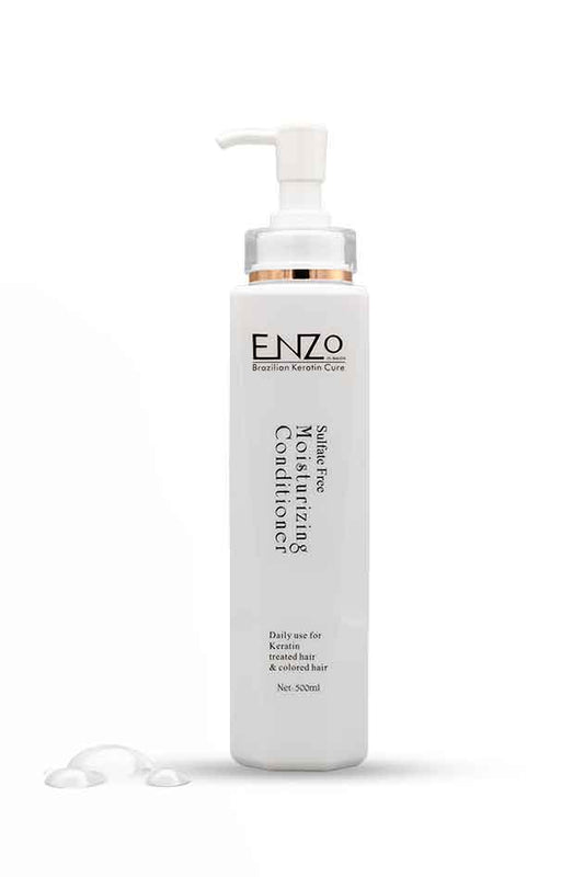 ENZO sulfate free moisturizing conditioner 500ml for keratin treated and colored hair, Enzo Moisturizing Conditioner bottle on a white background