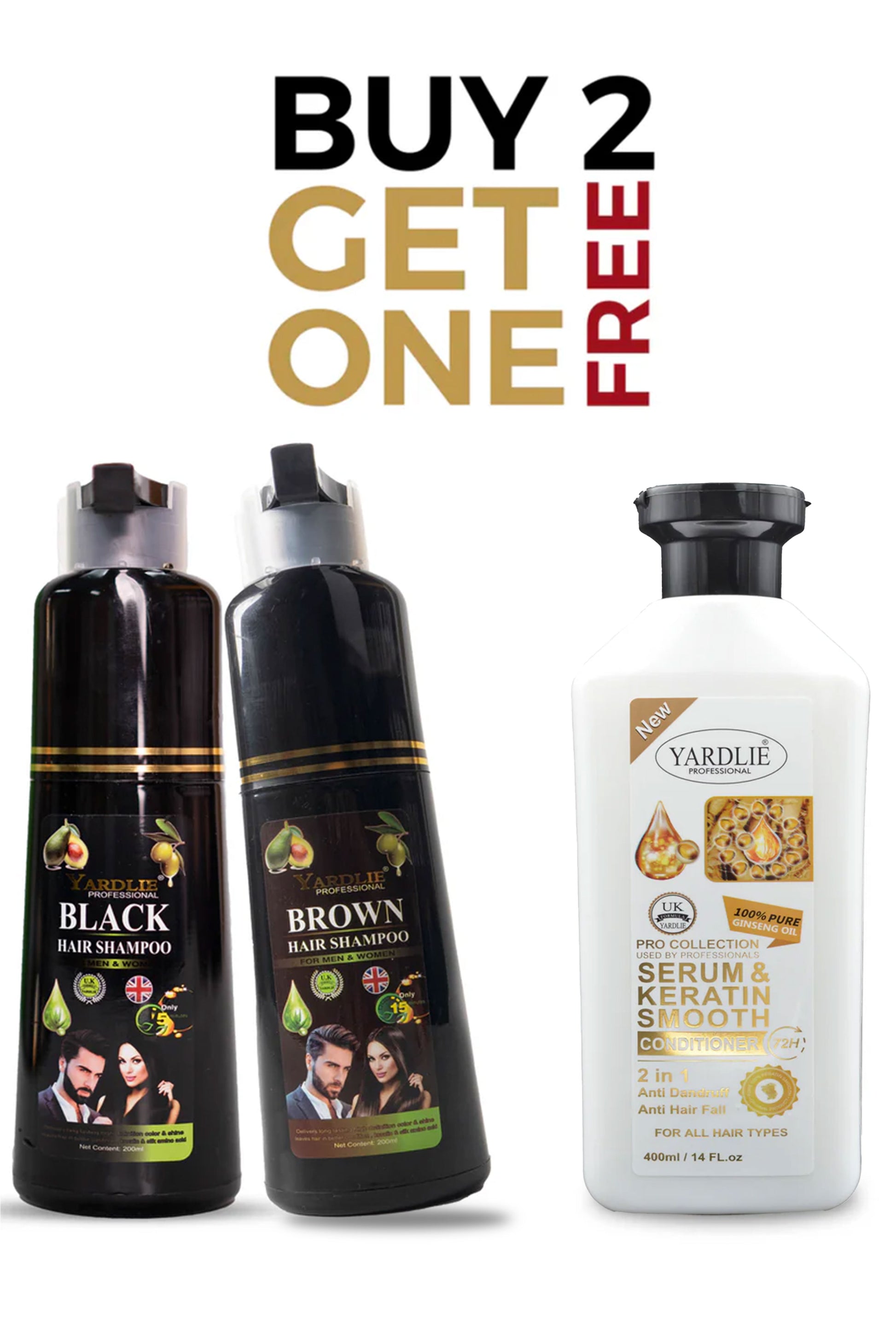 Limited Offer Buy 2 Hair Color Shampoo and Get Yardlie Conditioner Free.