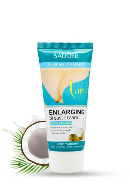 Sadoer Enlarging Breast Cream tube with coconut illustration on a white background.
Breast Care Cream Coconut Essence 60g for chest skin care
