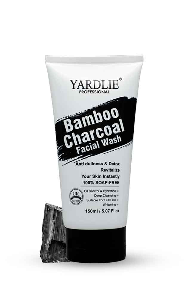 Yardlie Bamboo Charcoal Facial Wash 150ml deep cleansing face wash UK formula, Tube of Yardlie Bamboo Charcoal Facial Wash on a white background
