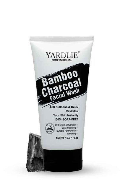 Yardlie Bamboo Charcoal Facial Wash 150ml deep cleansing face wash UK formula, Tube of Yardlie Bamboo Charcoal Facial Wash on a white background