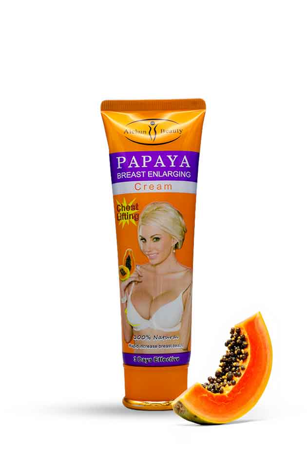 Yardlie Papaya Bust Care Cream 100ml chest care cream for women ,Papaya breast enlarging cream with a papaya slice on a white background