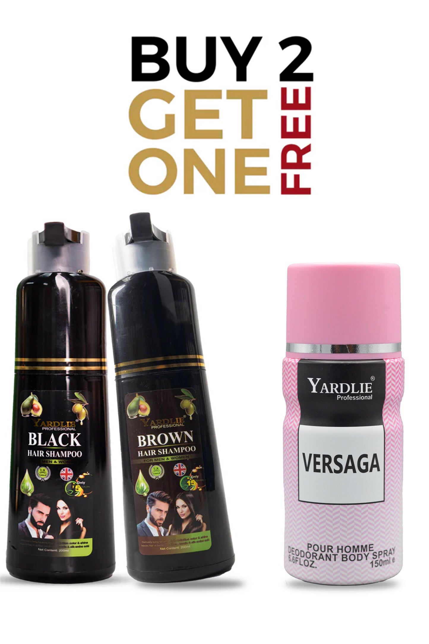 Limited Time Offer Buy 2 Hair Color Shampoo with Free Yardlie Body Spray.