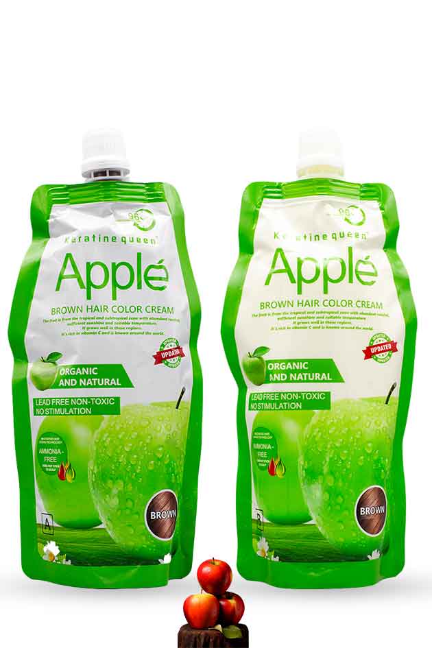 Apple Brown Hair Color Cream Organic and Natural Ammonia Free Full Gray Coverage