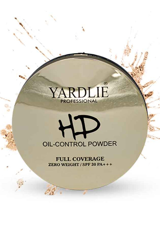 Yardlie VC B5 Whitening BB Powder 24K Oil Control HD Powder 36g, Yardlie Professional HD Oil-Control Powder container with powder scattered around on a white background