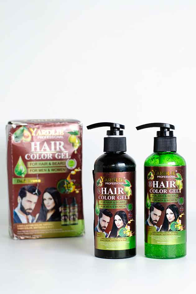 Yardlie Professional Hair Color Gel bottle and box stock clearance item with slight packaging damage and discounted offer