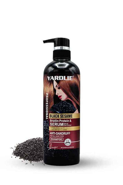 Yardlie Black Sesame Anti Dandruff Shampoo 800g, Yardlie black sesame shampoo bottle with a white background