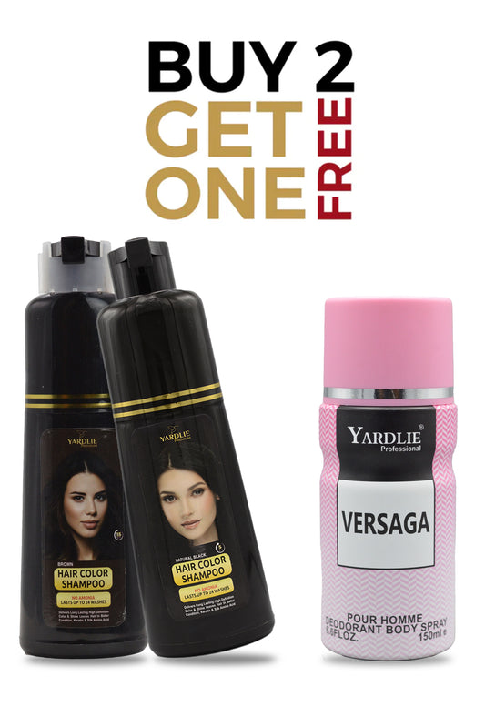 Limited Offer Buy 2 Premium Hair Color Shampoo With Free Yardlie Body Spray & Free Shipping.