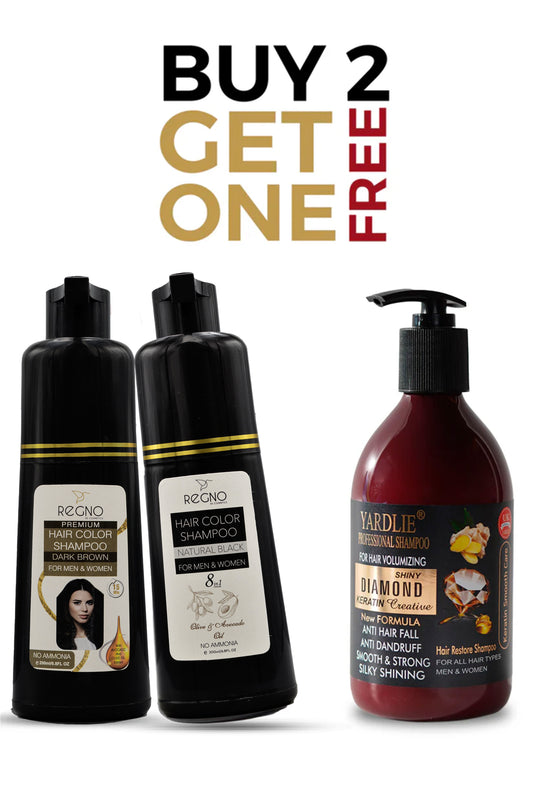 Limited Offer Buy 2 Regno Hair Color Shampoo and Get Diamond Shampoo Free.