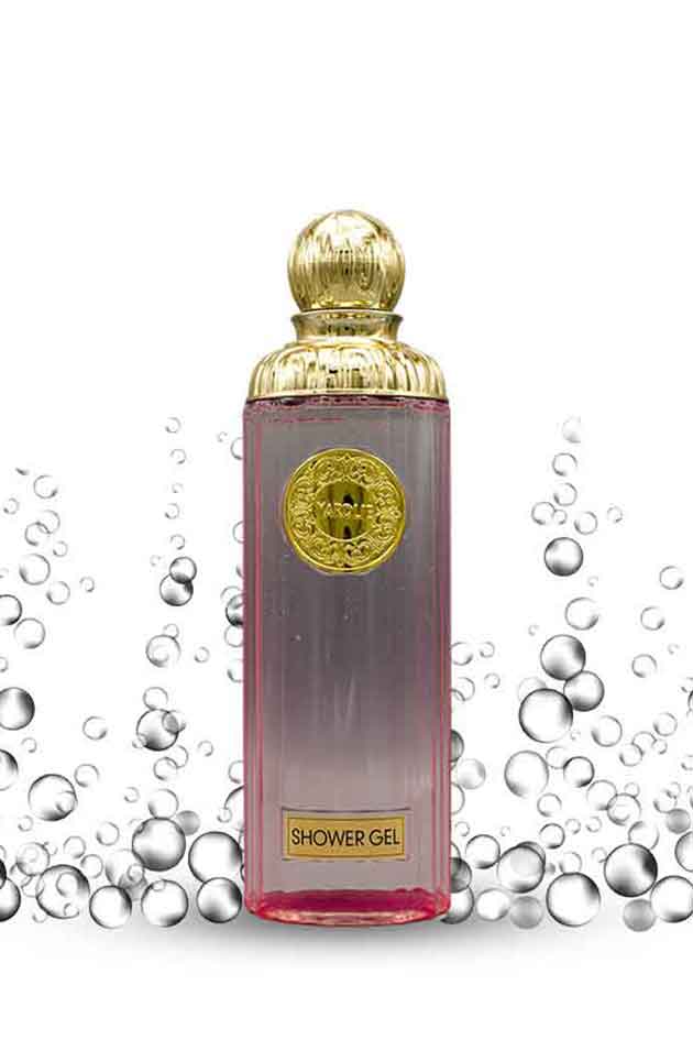 Yardlie Brilliant Fragrance Shower Gel 600ml Moisturizing Body Wash, Shower gel bottle with gold cap and label on a white background with bubbles