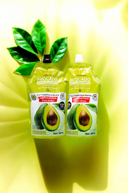 Yardlie Professional Avocado Hair Color Shampoo Natural Black 500ml x 2 (1000 ML)