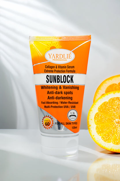 Sunblock SPF 60 Yardlie 120ml UVA UVB Protection for All Skin Types