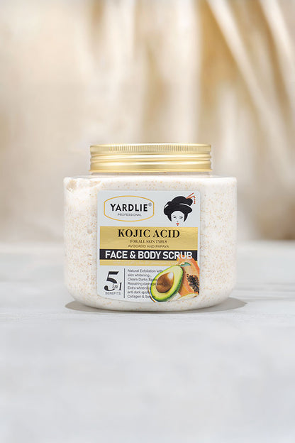 Yardlie Kojic Acid Face and Body Scrub Avocado and Papaya 500g