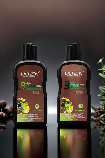 Lichen Professional Dark Brown Hair Color Shampoo 100ml x2 in Pakistan
