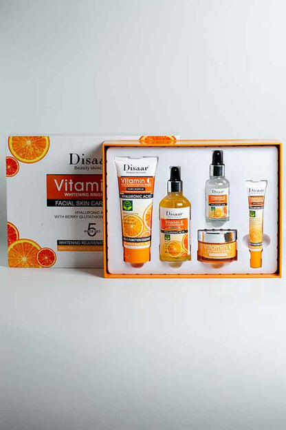 Disaar Vitamin C skincare product set with packaging on a white background