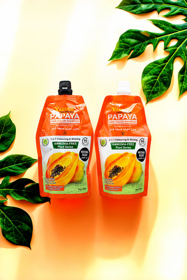 Yardlie Professional Papaya Hair Color Shampoo Natural Black 250ml x 2