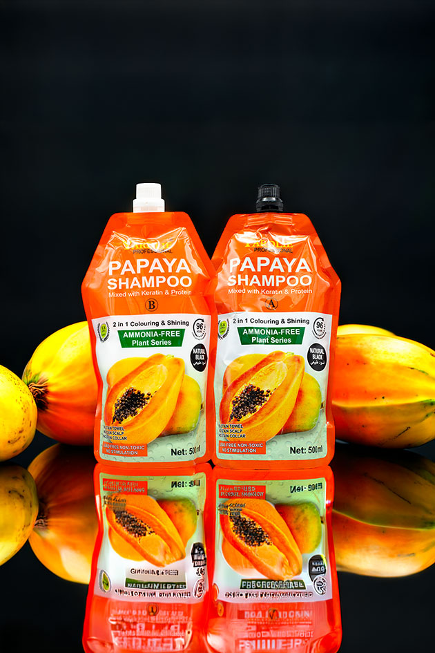 Yardlie Papaya Hair Colour Shampoo Natural Black Ammonia Free (500ml x 2) Pack