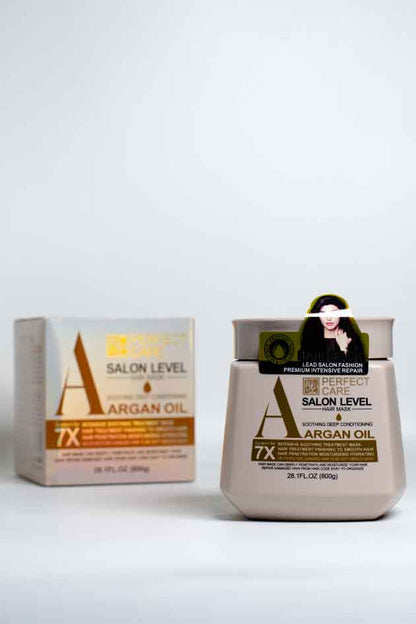 Perfect Care Argan Oil Hair Mask Jar 800g .Salon Level Argan Oil hair care product with packaging on a white background