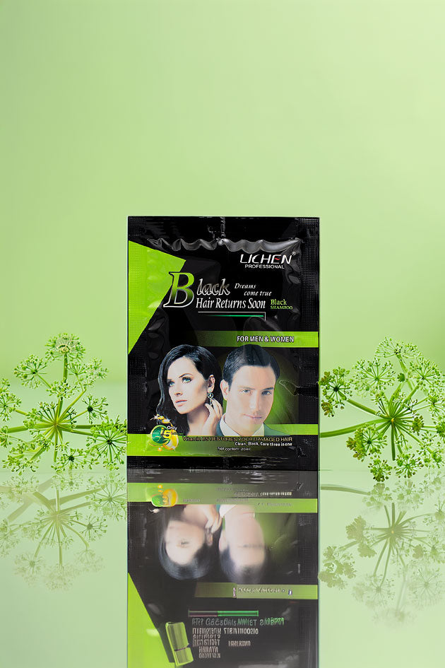 Lichen Professional Black Hair Color Shampoo 20ml Sachet Pakistan