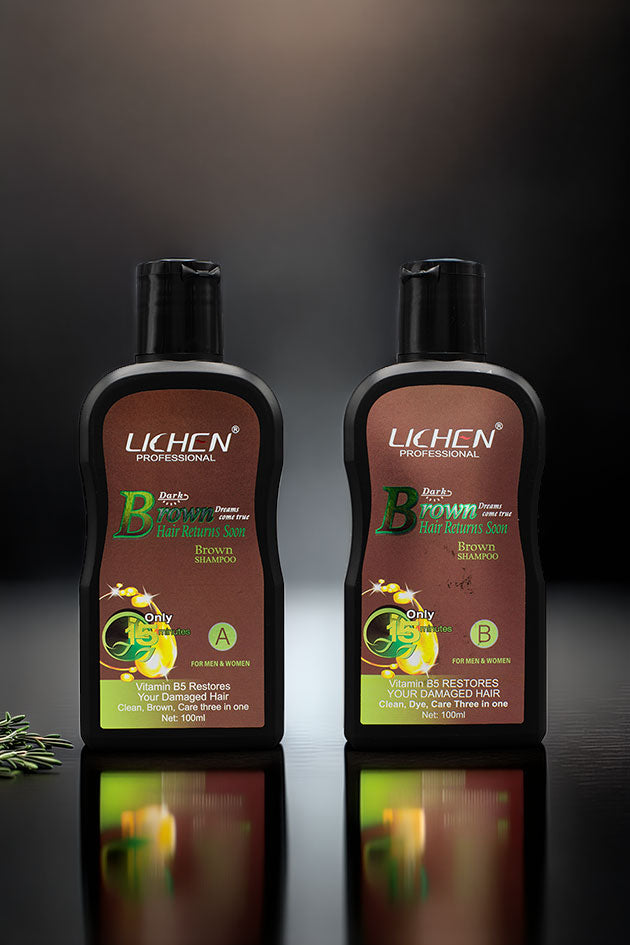 Lichen Professional Dark Brown Hair Color Shampoo 100ml x2 in Pakistan
