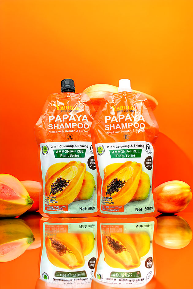 Yardlie Papaya Hair Colour Shampoo Dark Brown Ammonia Free (500ml x 2) Pack