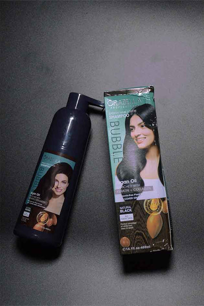 Orabella Professional Speedy Hair Color Shampoo – Natural Black 400ml | Instant Grey Coverage & Shine