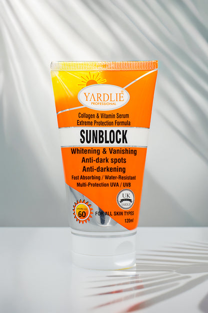 Sunblock SPF 60 Yardlie 120ml UVA UVB Protection for All Skin Types