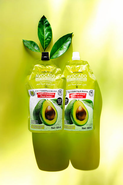 Yardlie Professional Avocado Hair Color Shampoo Natural Black 500ml x 2 (1000 ML)