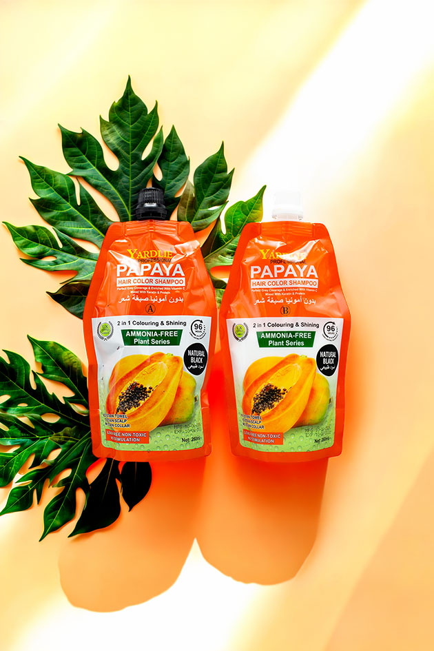 Yardlie Professional Papaya Hair Color Shampoo Natural Black 250ml x 2