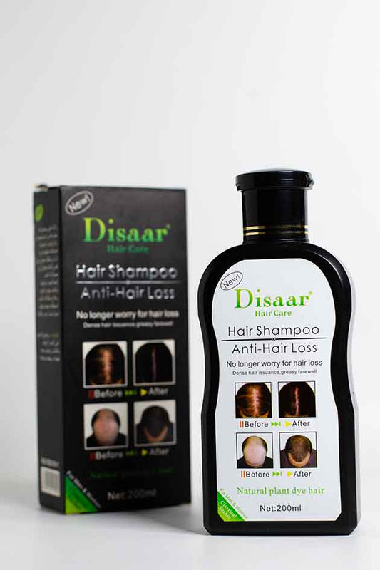 Disaar Anti-Hair Loss Shampoo 200ml Natural Plant Formula (Last Piece). Disaar Hair Shampoo for anti-hair loss with packaging on a white background
