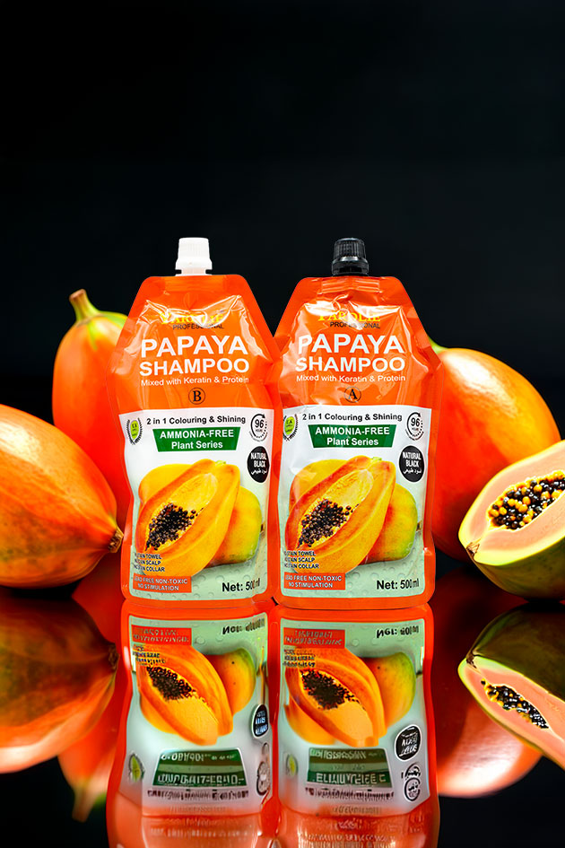Yardlie Papaya Hair Colour Shampoo Natural Black Ammonia Free (500ml x 2) Pack