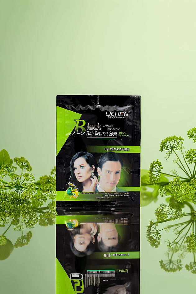 Lichen Professional Black Hair Color Shampoo 20ml Sachet Pakistan