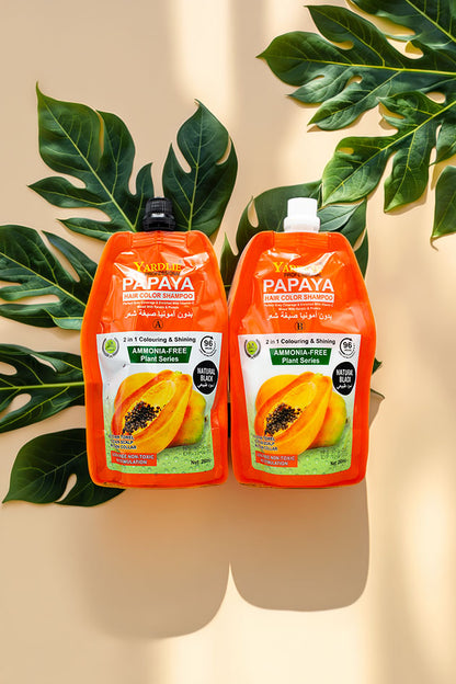 Yardlie Professional Papaya Hair Color Shampoo Natural Black 250ml x 2